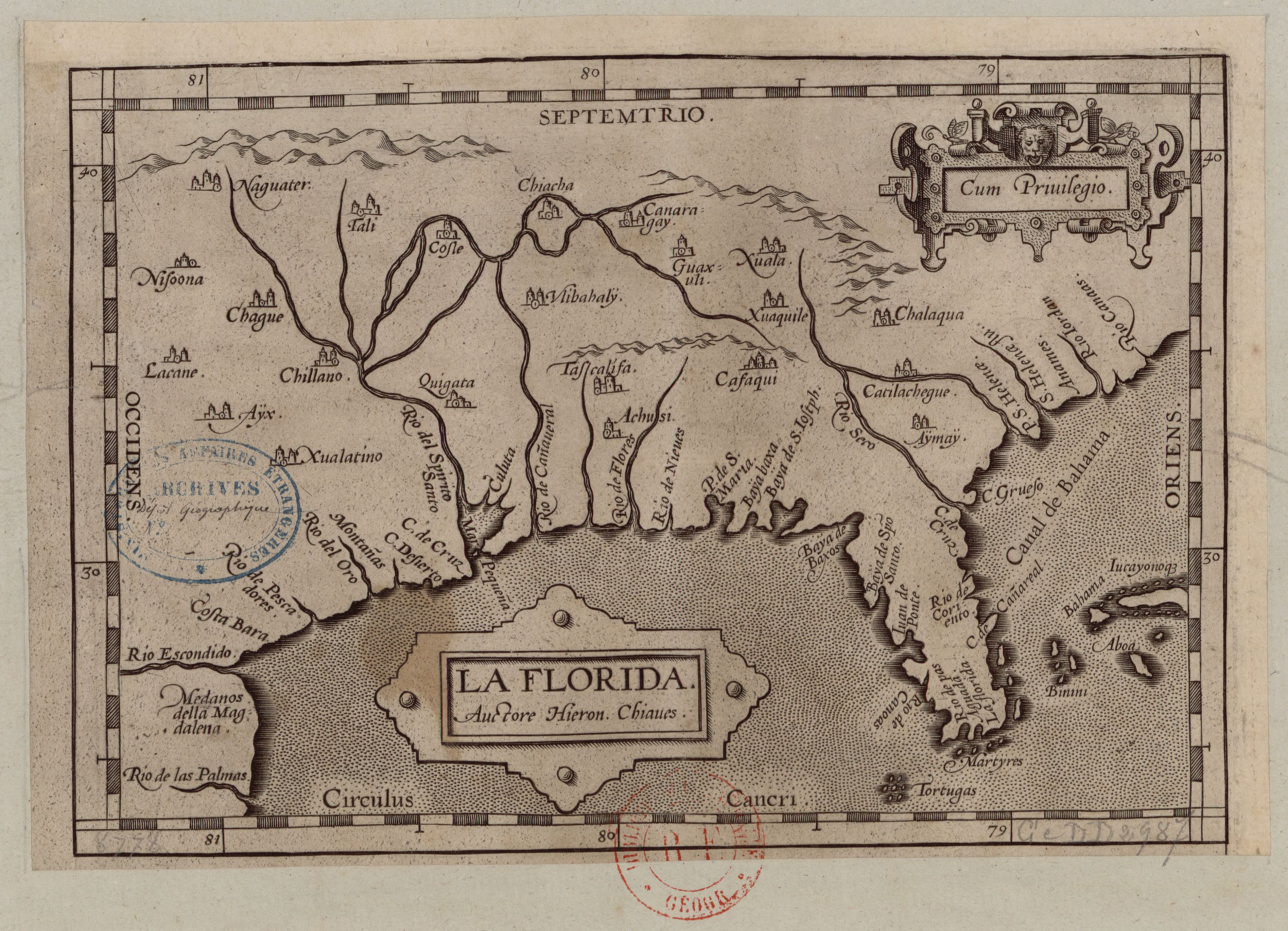 La Florida 1584 map by Geronimo de Chaves, the earliest detailed Spanish chart of the Cape Canaveral region.