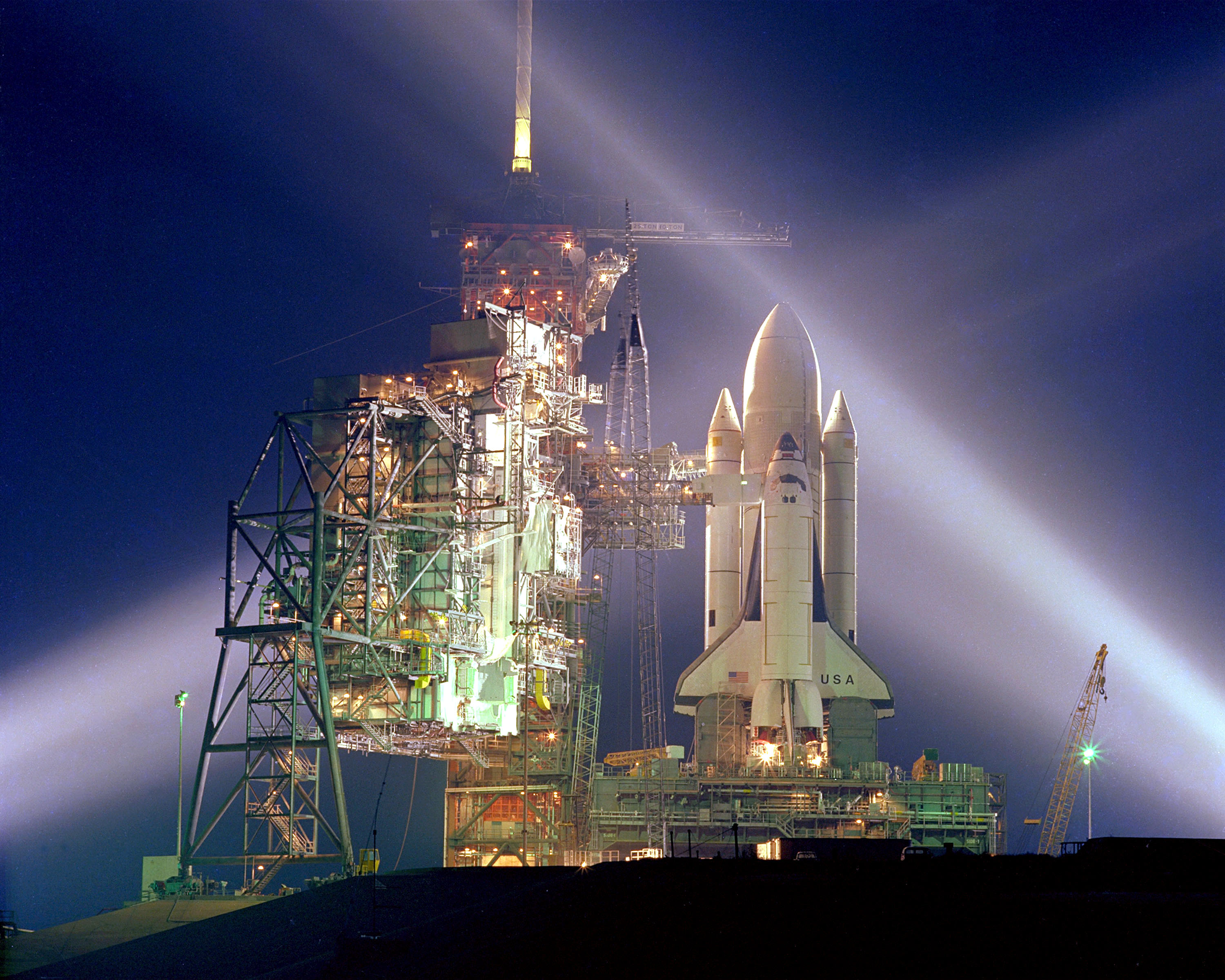 Columbia STS-1 lifts off, April 12, 1981, the first Space Shuttle launch.